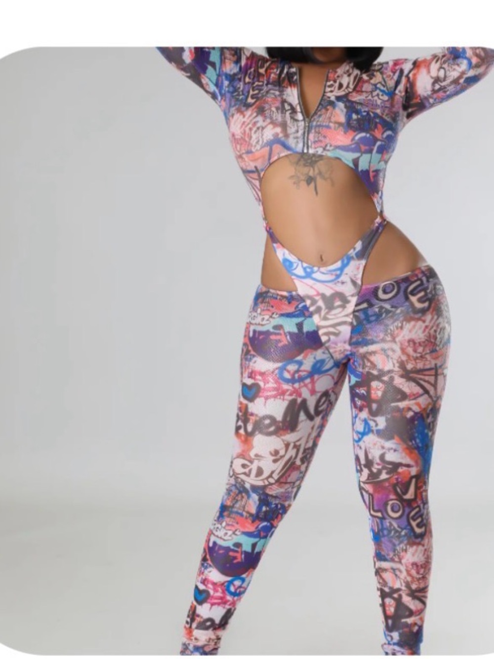 Women's Multi-Color Graffiti Print Jumpsuit